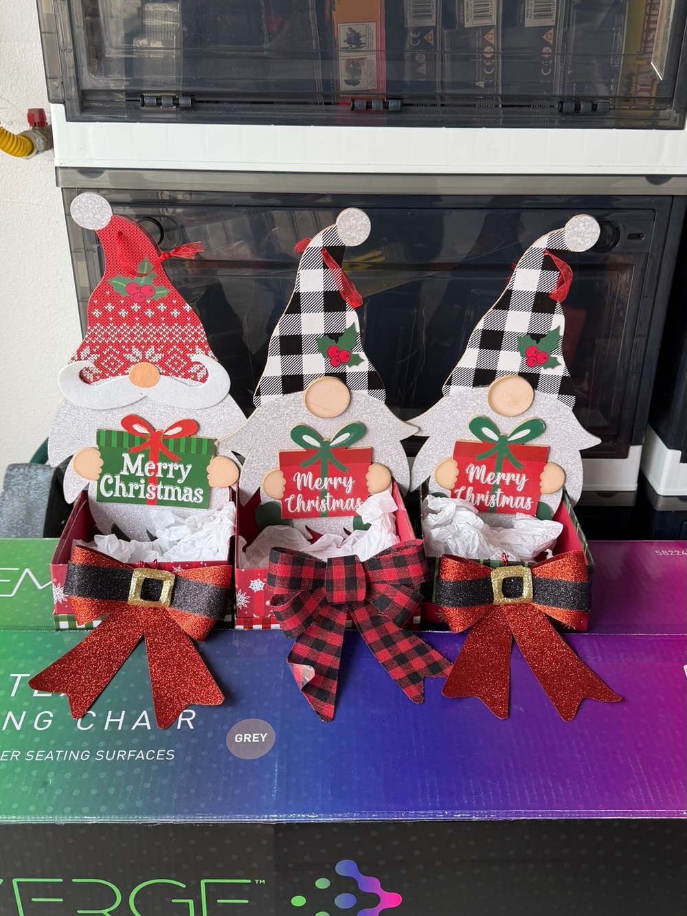 Festive Gnome Holiday Gift Box - Red, Black & White